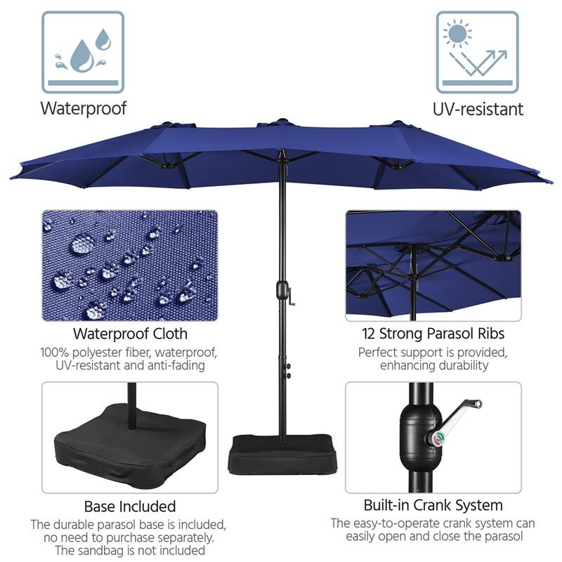 Yaheetech 13ft Twin Patio Parasol Outdoor Umbrella with Crank