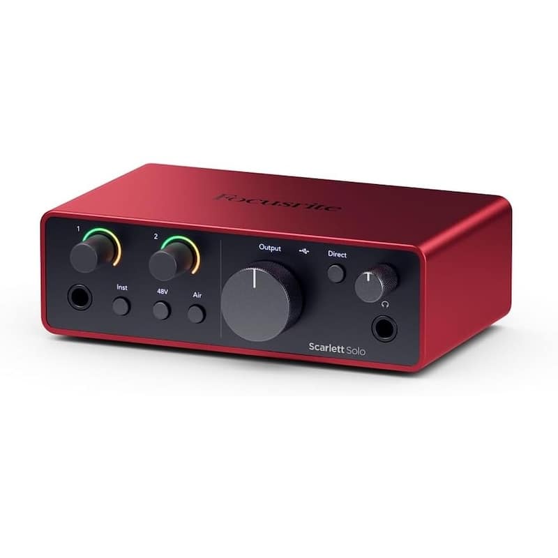 Focusrite Scarlett Solo 4th-Gen studio bundle with mic and headphones