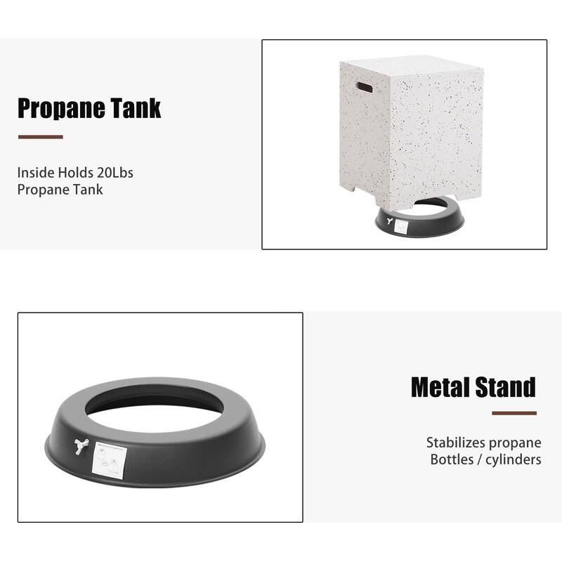 Propane Outdoor Fire Pit With Tank Table, Wind Glass