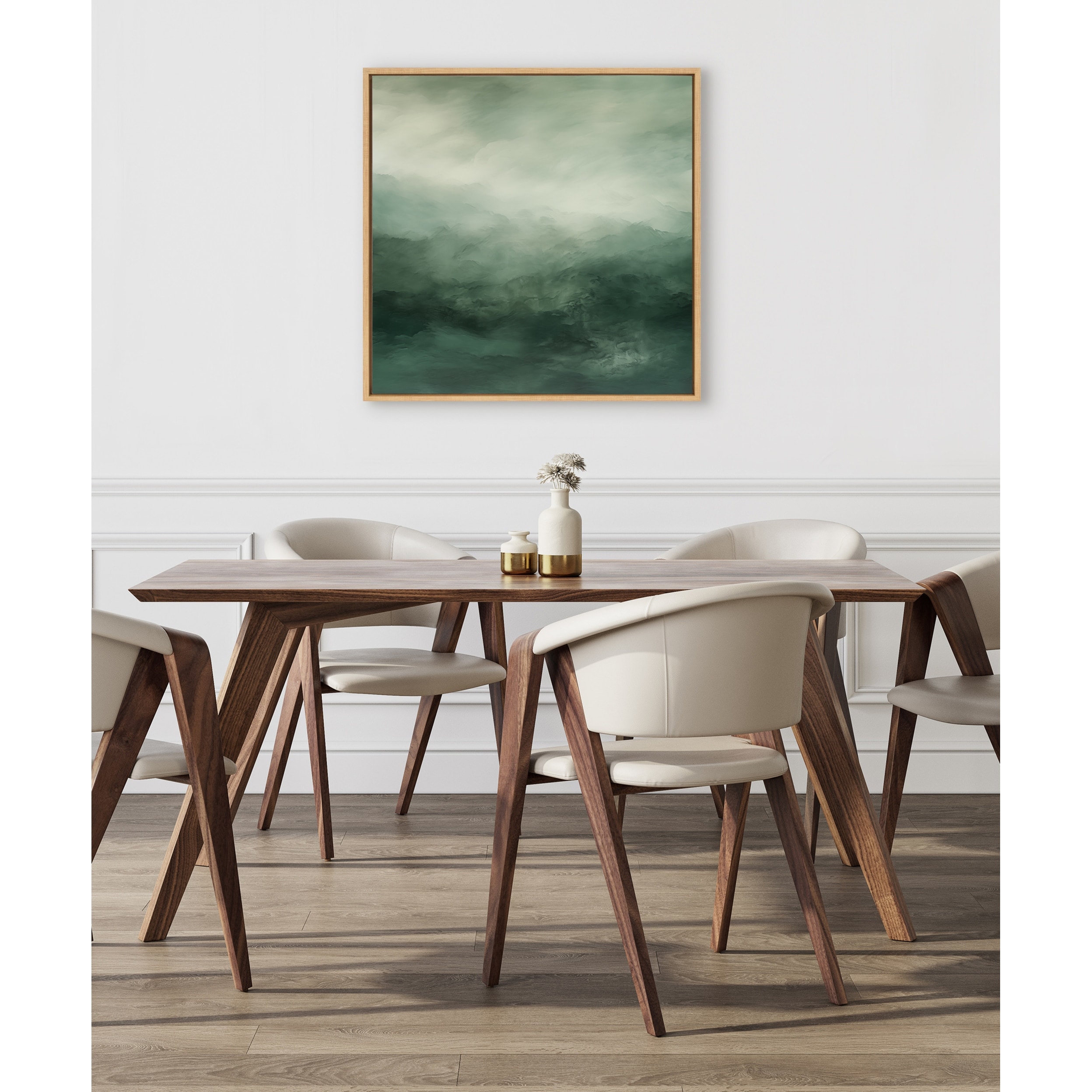 Kate and Laurel Sylvie Abstract Sage Framed Canvas by The Creative Bunch Studio