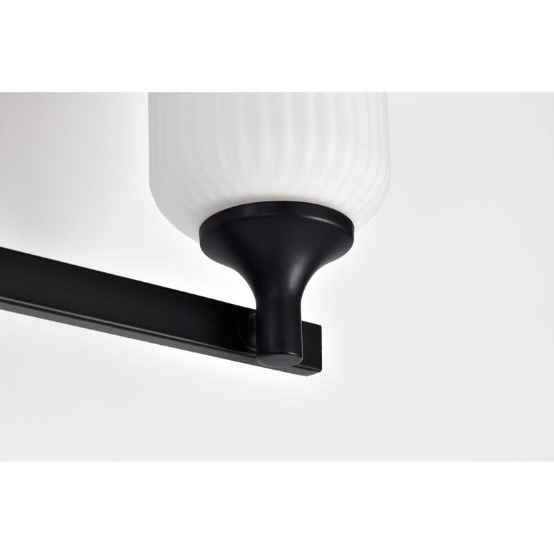 Solara 3 Light Vanity Matte Black Finish Frosted Ribbed Glass - Matte Black
