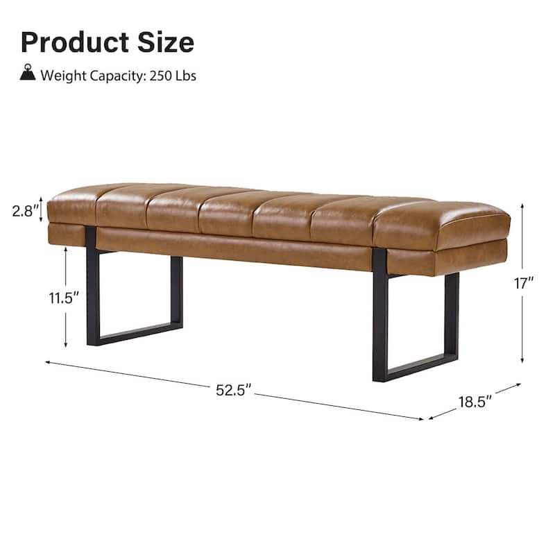 Laurens Modern 52.5'' Channel Tufted Bench with Mental Legs by HULALA HOME