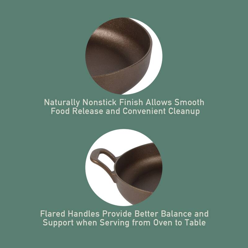Bloomhouse Natural Bronze Finish Pre-seasoned Cast Iron Grill, Everyday Pan, Skillet & Olive Wood Trivet