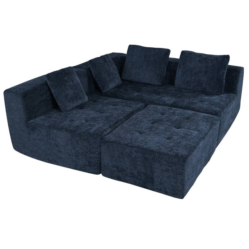 Modern 3-Piece U-StyleLarge Removable Modular Sofa with 4 Cushions
