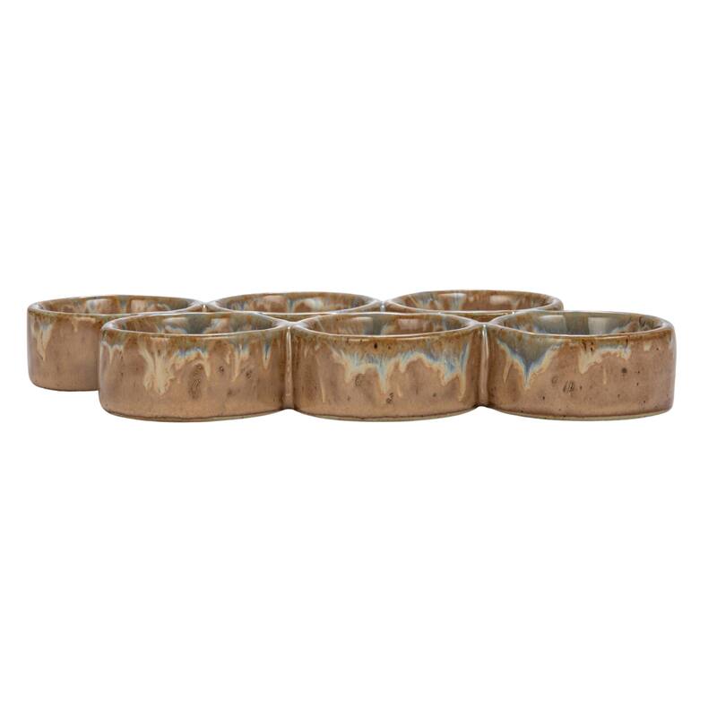 Stoneware Egg Holder with Reactive Glaze - 6.4"L x 3.4"W x 0.8"H