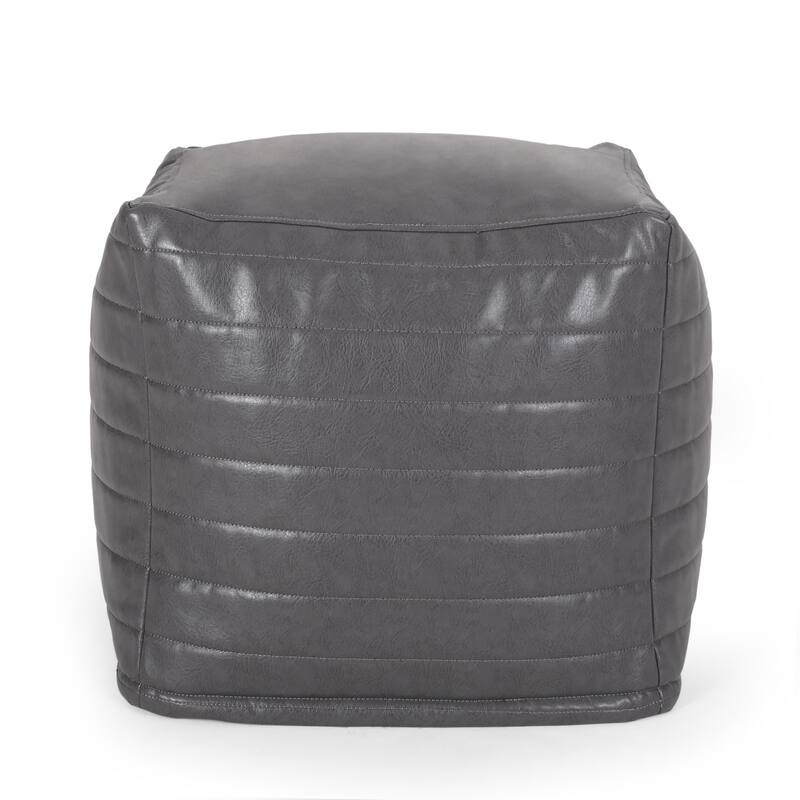 Stylish look Contemporary Faux Leather Suqare Pouf Easy to maintain - Grey - Large