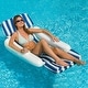 preview thumbnail 4 of 6, Swimline SunChaser Padded Floating Luxury Pool Lounge Sling Chair, Blue/White - 17.2