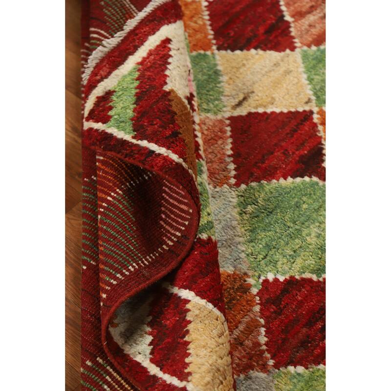 Trellis Geometric Moroccan Rug Hand-Knotted Wool Carpet - 5'1" x 6'5"