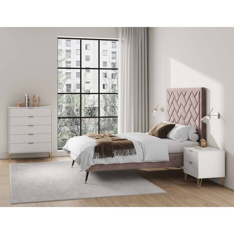 Manhattan Comfort 2-Piece Dumbo Modern 5-Drawer Tall Dresser Nightstand Set