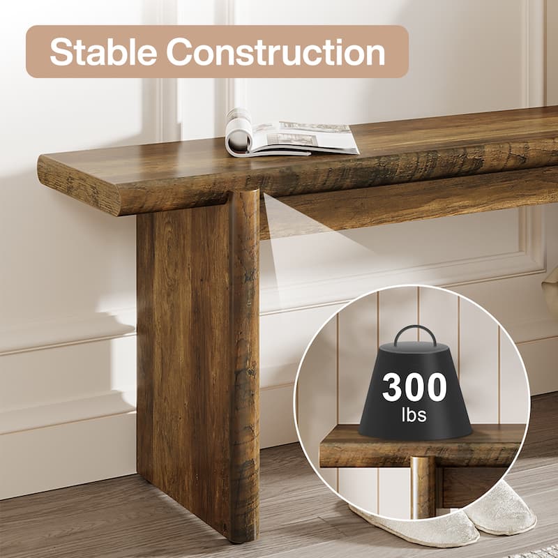 59-Inch Wooden Entryway Bench Shoe Bench Seat for Hallway - 11.8" D x 59" W x 18.1" H