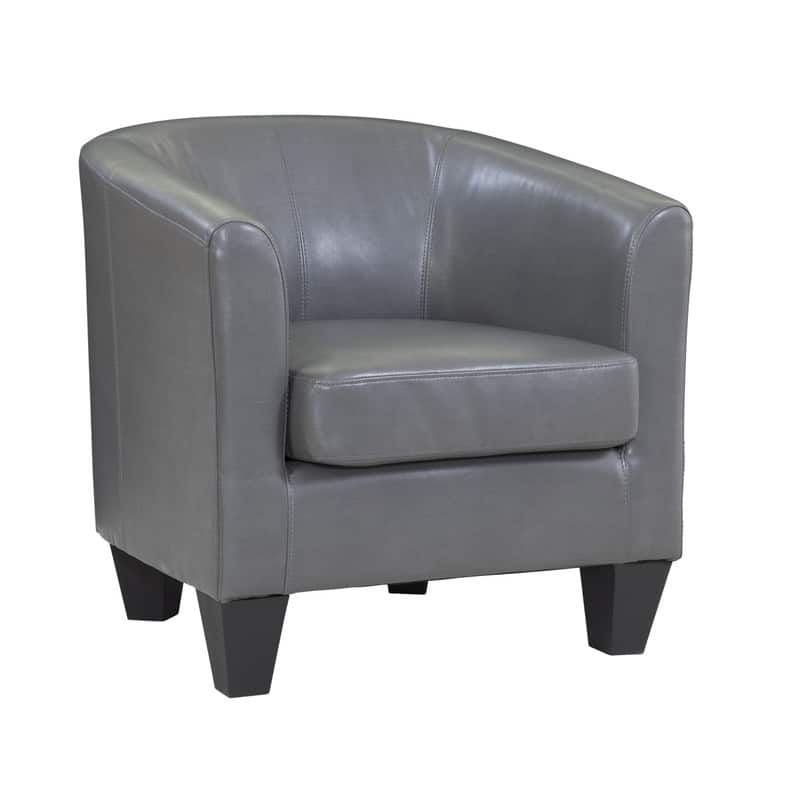 Grafton Home Enzo Upholstered Accent Barrel Chair - Charcoal Grey Faux Leather