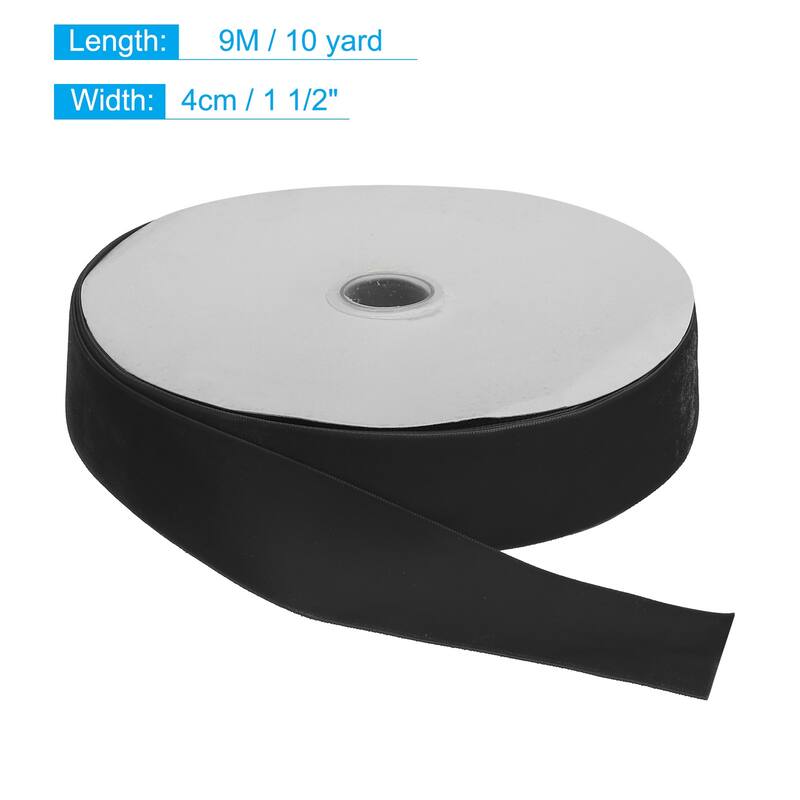 Velvet Ribbon 1 1/2 Inch Single Face Spool Silky for DIY Crafts - Black - 10 Yard
