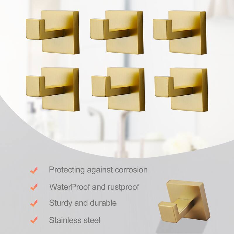WOWOW J-Hook Wall Mount Robe/Towel Hook 6PCS