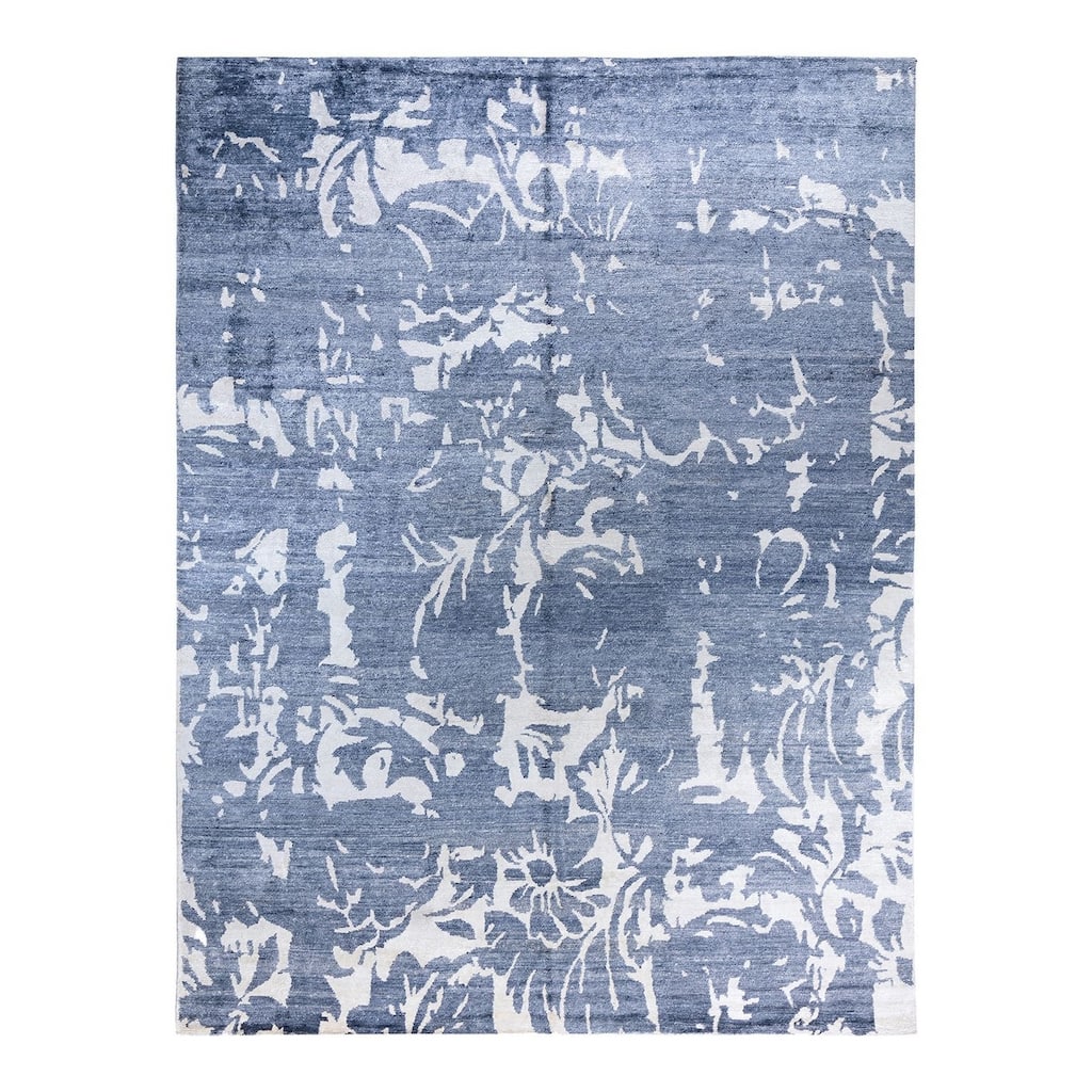 Modern One-of-a-Kind Hand-Knotted Area Rug, Blue - 9' 3" x 12' 0"