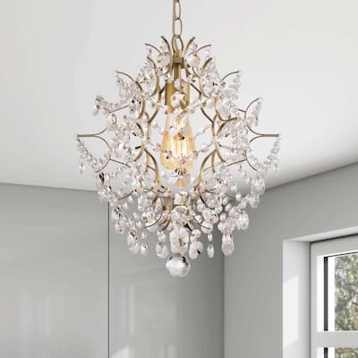 Dalia Brushed Silver-ish Champagne Single Light Mini Chandelier - 14 inches D x 16 inches H