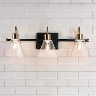 Modern Transitional 3-light Bathroom Vanity Light Black Gold LED Dimmable Wall Sconce