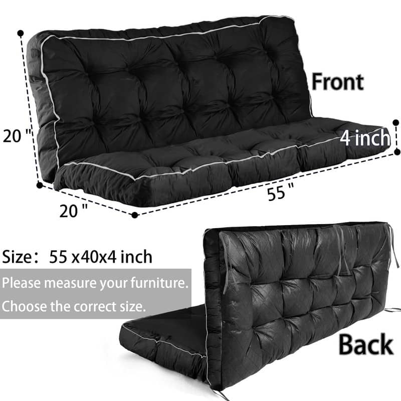 Porch Swing Replacement Cushion, 55in Outdoor Bench Cushions with Backrest , 3 Seat Patio Furniture Garden Loveseat Glider Pad