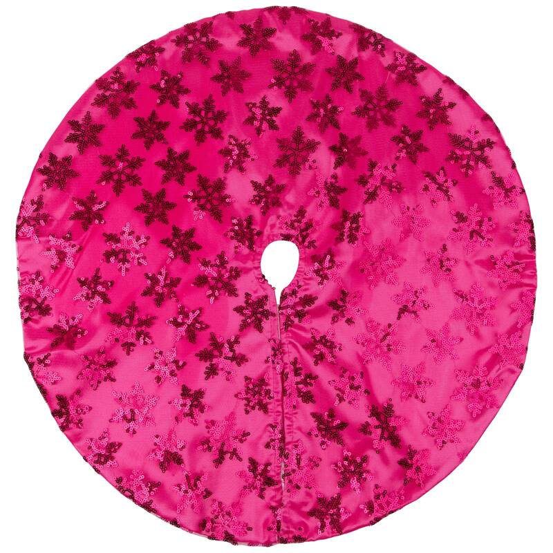 Sequin Snowflake Mini Christmas Tree Skirt - Pink - 20"