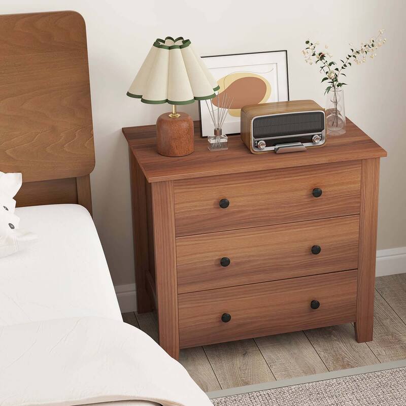 Costway 2 PCS 3-drawer Dresser with Convenient Handles Smooth Slide
