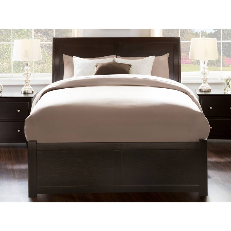 Full Platform Bed with Trundle - Modern Design, White Finish, Space Saving, Easy Assembly