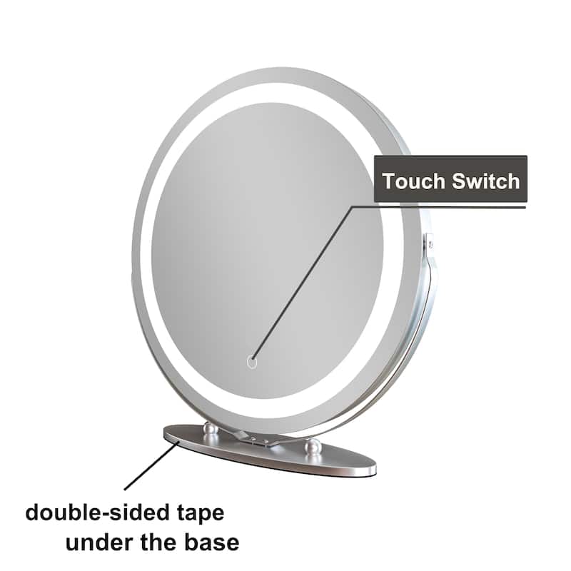 TOOLKISS 19-inch Round Dimmable LED Tabletop Makeup Mirror - 19"