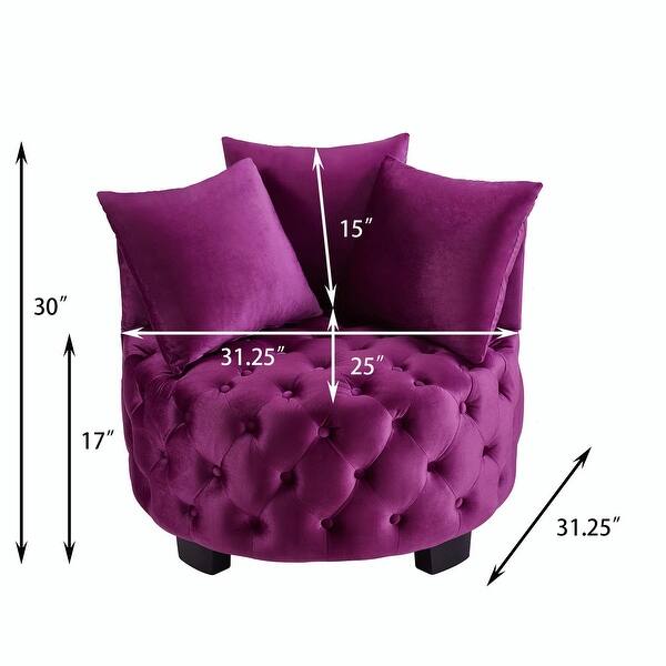 dimension image slide 2 of 5, Contemporary Upholstered Tufted Leisure Accent Chair