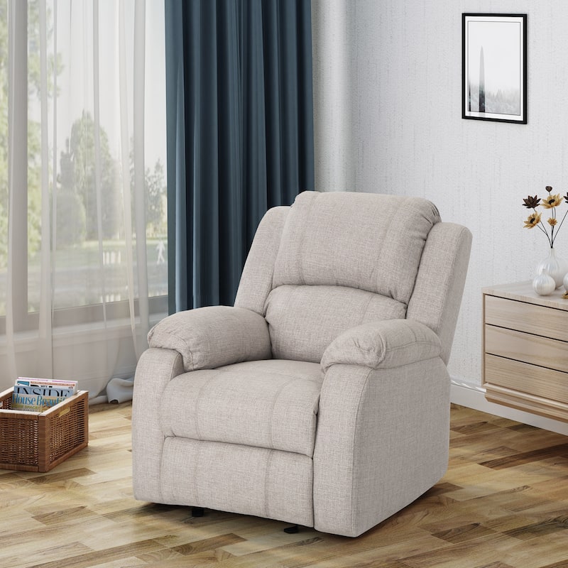 Roomfitters Manual Recliner Chair with Plush Beige Linen Fabric, Compact Armchair for Small Spaces - Beige