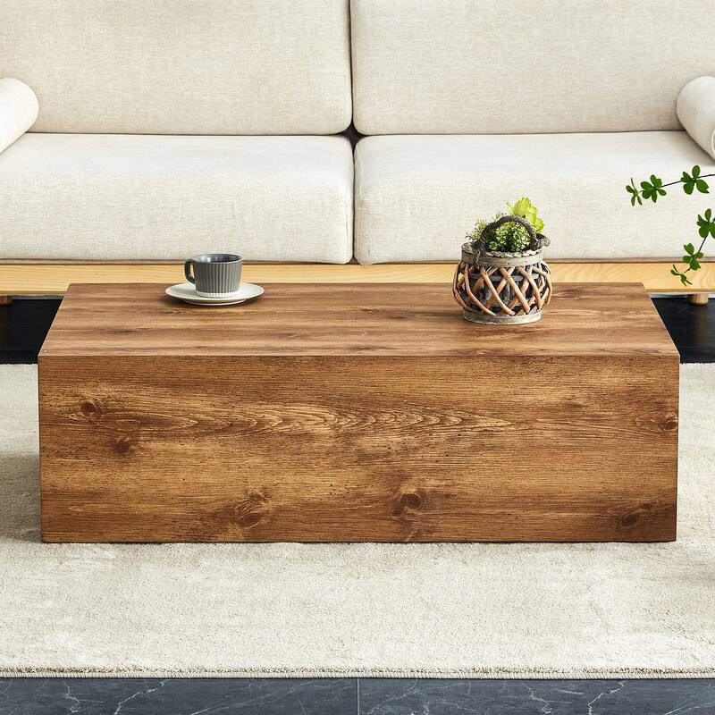 Modern MDF Coffee Table With Wood texture pattern -39.37x23.62x11.81 inches - stylish And durable Design