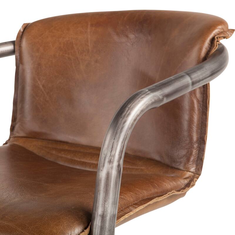 Chiavari Set of Two Distressed Leather Dining Chairs