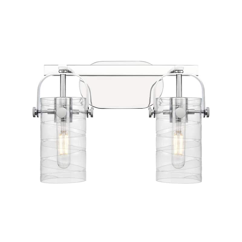 Innovations Lighting 423-2W-10-15 Pilaster II Cylinder Vanity Pilaster - Polished Chrome / Deco Swirl