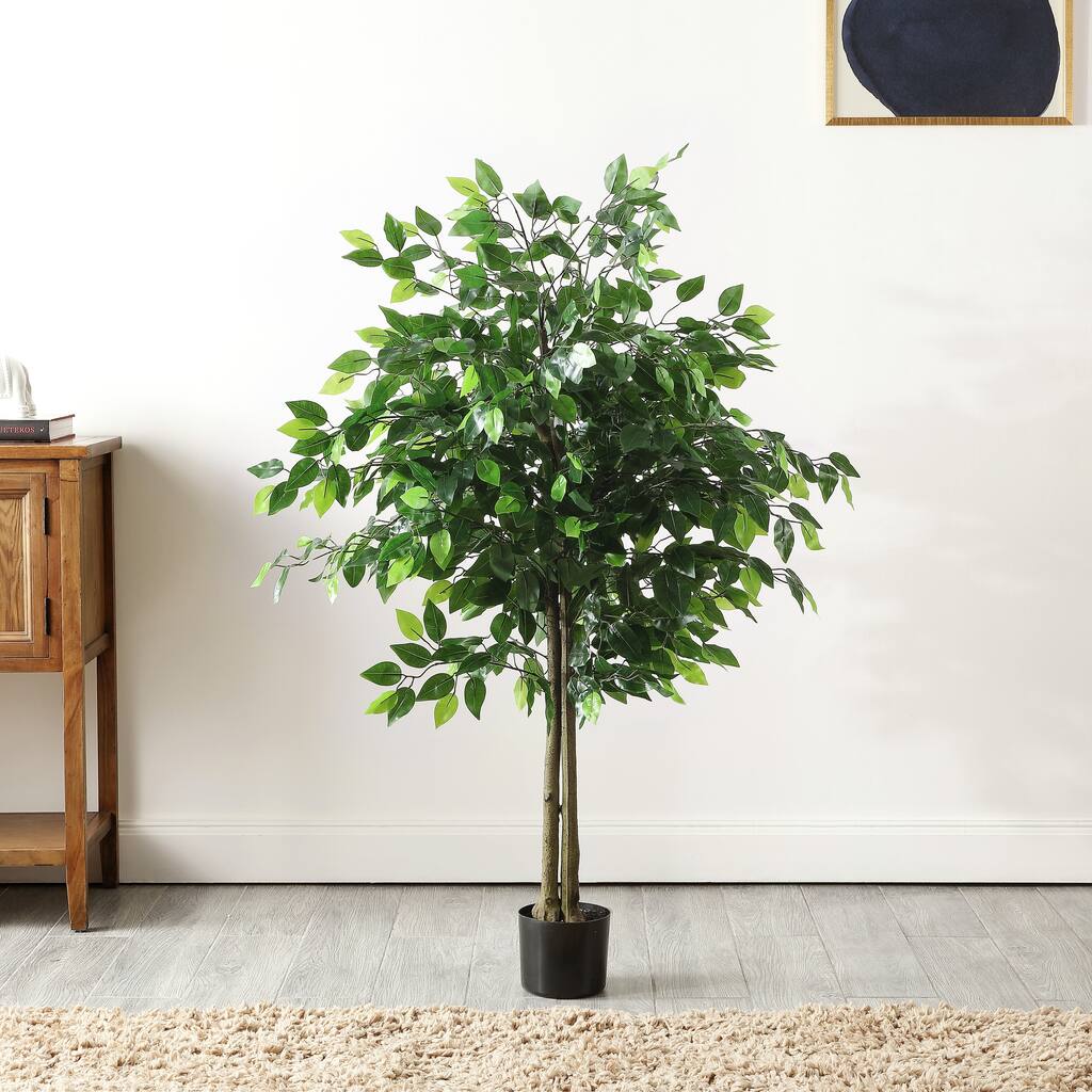 SAFAVIEH Sherie Faux Bush Ficus 55-inch Potted Tree - 33" W x 33" D x 55" H - 33Wx33Dx55H