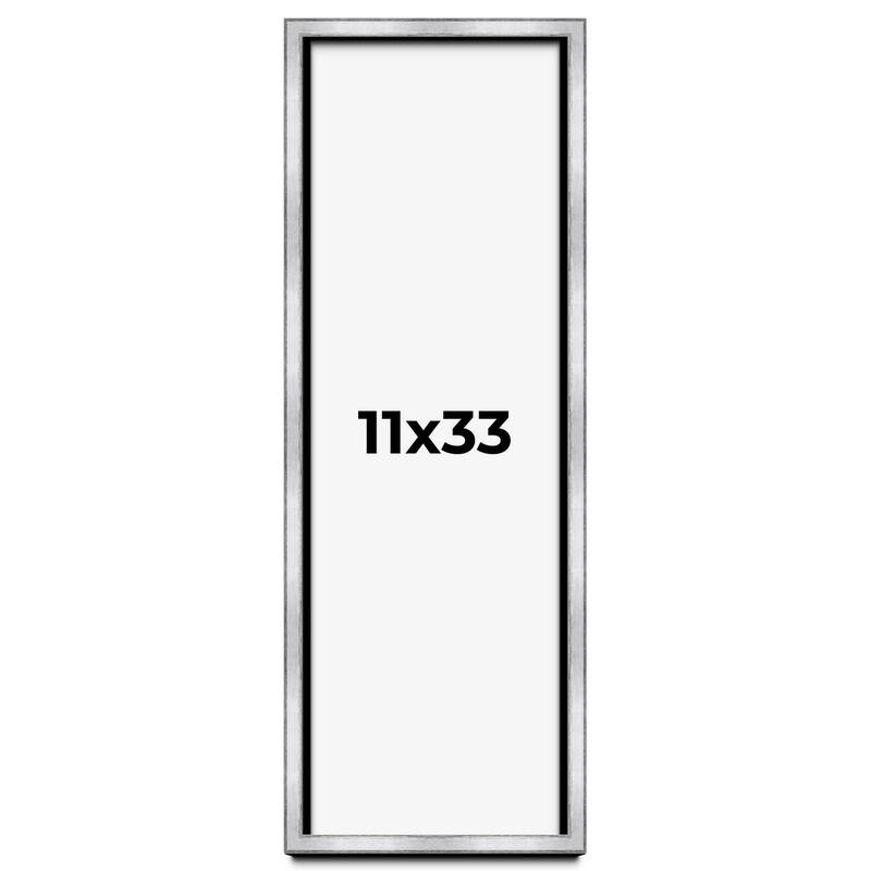 11x33 Shadow Box Frame Silver | 1.375 Inches Deep Real Wood