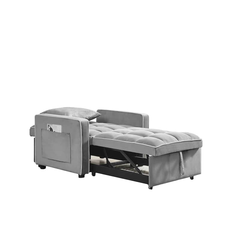 GDFStudio - Flora Modern 3-in-1 Convertible Sleeper Chair Sofa Bed, Adjustable Pull-Out Sofa with Storage