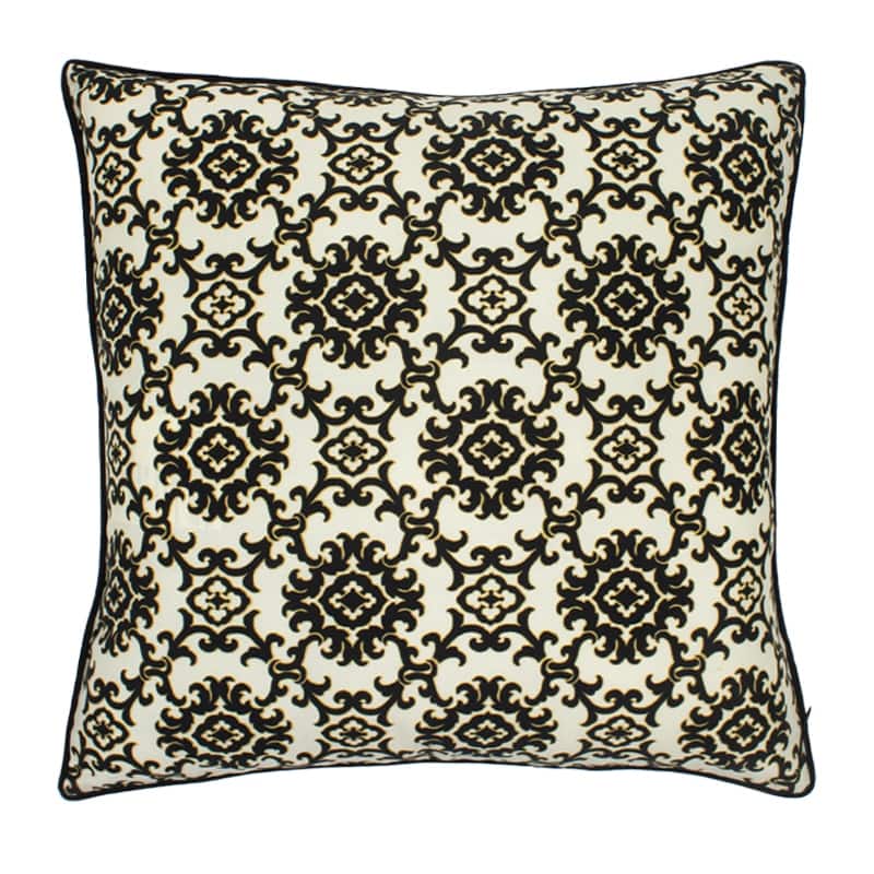 Jiti Outdoor Waterproof Black Medallion Patterned Sunbrella Square Throw Pillows Cushions for Pool Patio Chair