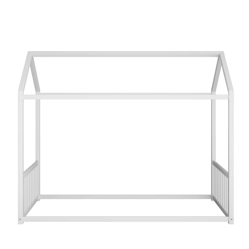 Montessori Metal House Bed with End Guardrails by Harper&Bright Designs