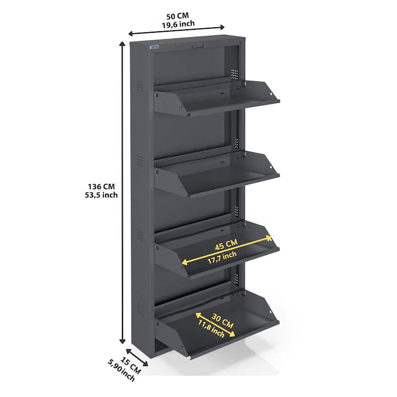 Antibacterial 4 Tier metal shoe cabinet side holes