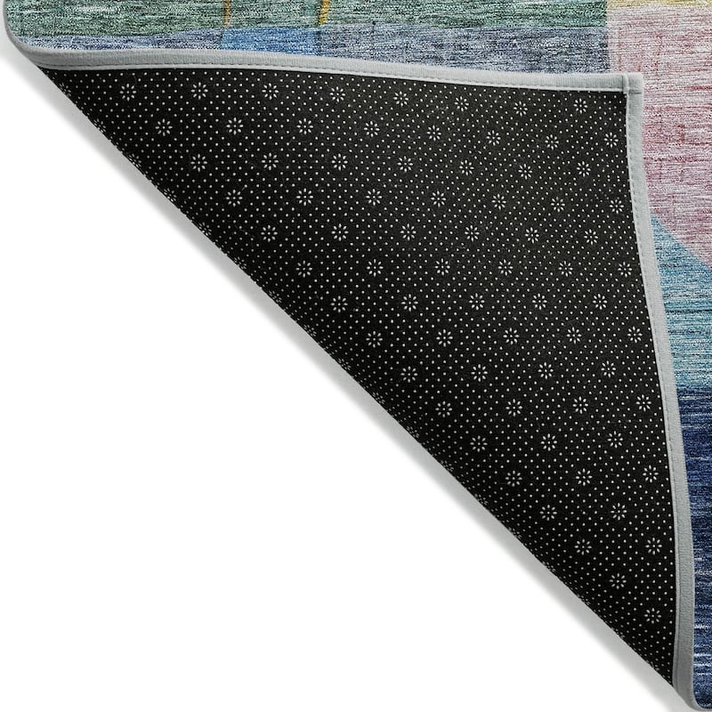 Machine Washable Indoor/ Outdoor Abstract Contemporary Chantille Rug