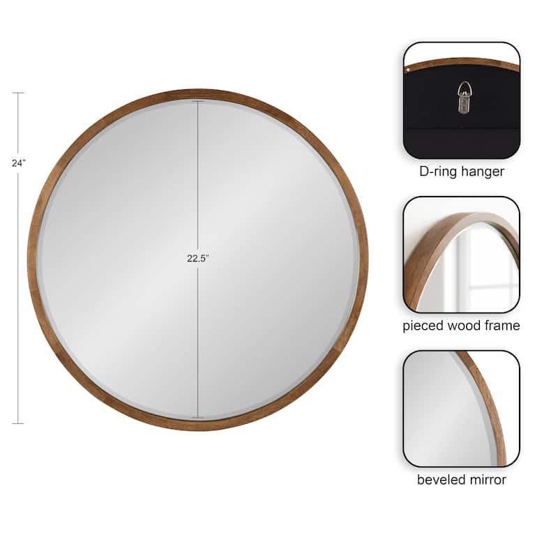 Kate and Laurel McLean Round Wood Framed Wall Mirror
