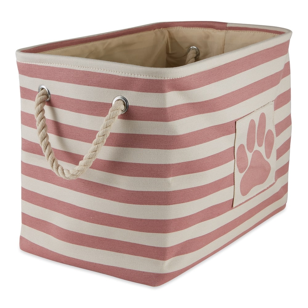 Bone Dry Polyester Pet Bin Stripe With Paw Patch Black Rectangle Large