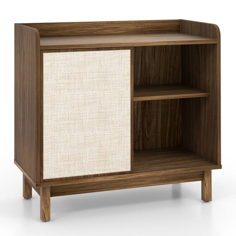 Gymax Rattan Buffet Sideboard w/ Adjustable Shelves Storage Cabinet