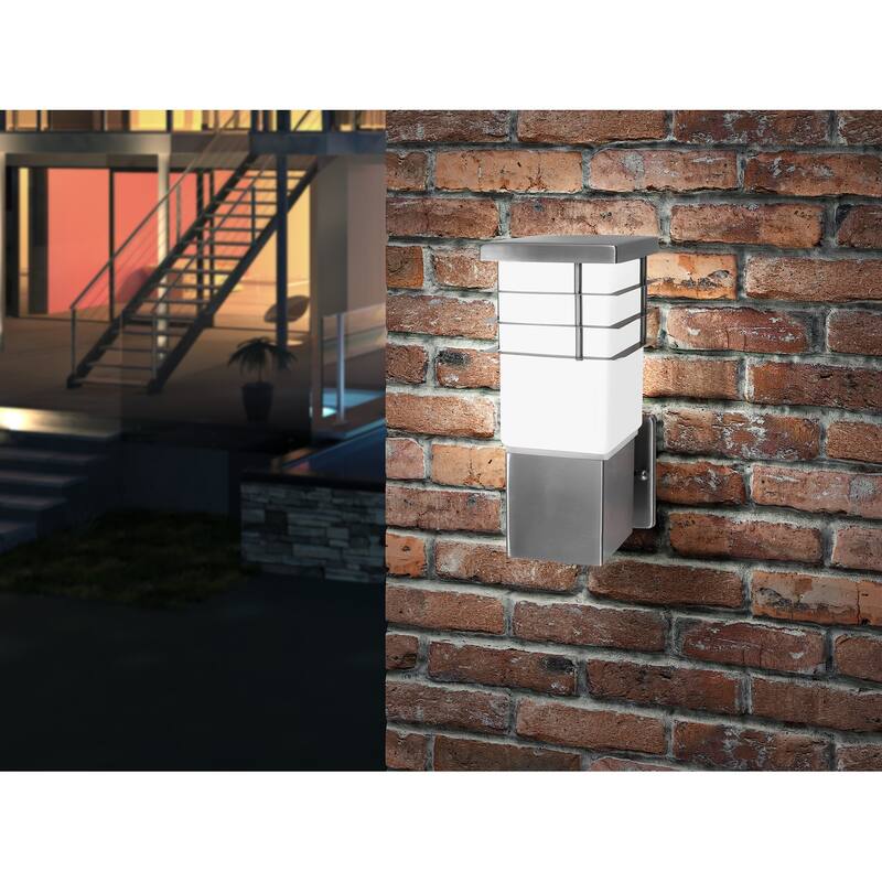 Eglo Calgary 1-light Stainless Steel Outdoor Wall Light with Opal Frosted Glass - Stainless Steel