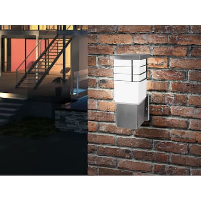 Eglo Calgary 1-light Stainless Steel Outdoor Wall Light with Opal Frosted Glass