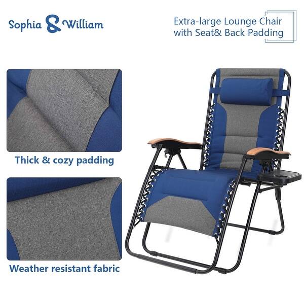 Sophia William Padded Zero Gravity Chair Oversize Lounge Chair With Free Cup Holder Overstock 32474822