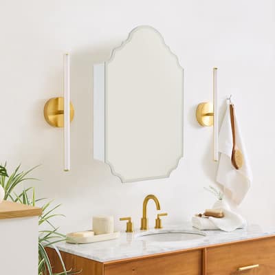 TEHOME Frameless Irregular Medicine Cabinet with Beveled Mirror - 20" x 30"