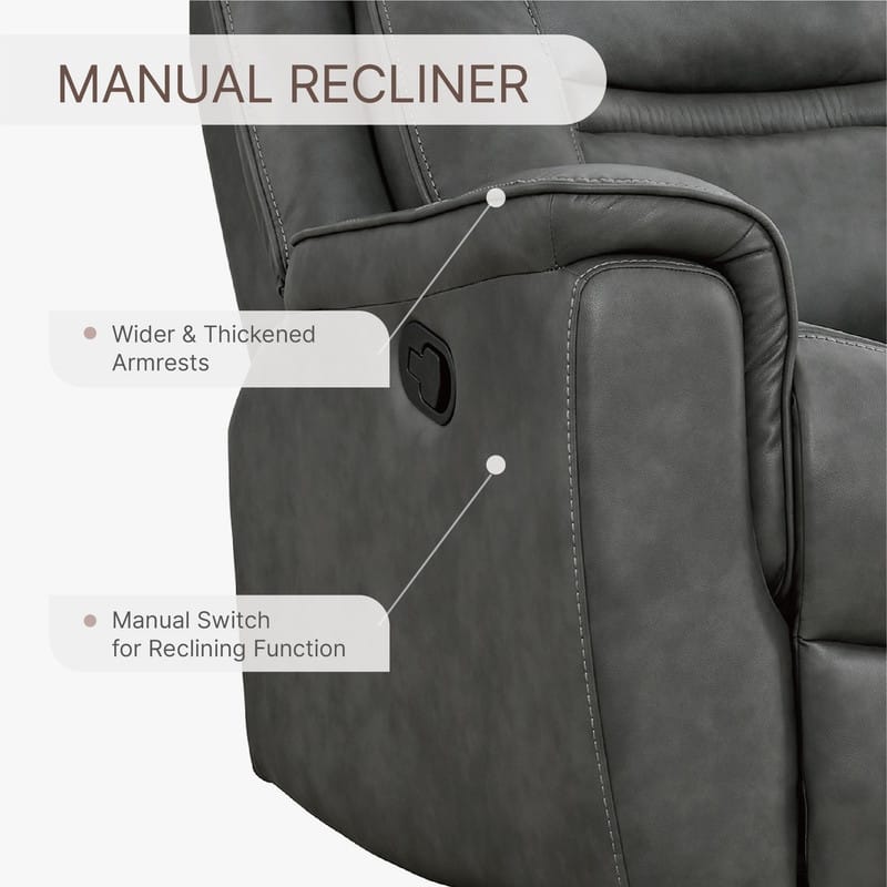 Spruce & Spring Alexis Swivel Manual Recliner Faux Leather Glider Recliner