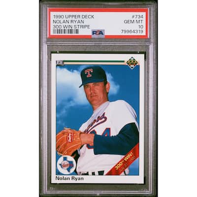 Nolan Ryan 1990 Upper Deck 300 Win Stripe Baseball Card #734 Graded PSA 10 - 8'6" x 11'6"
