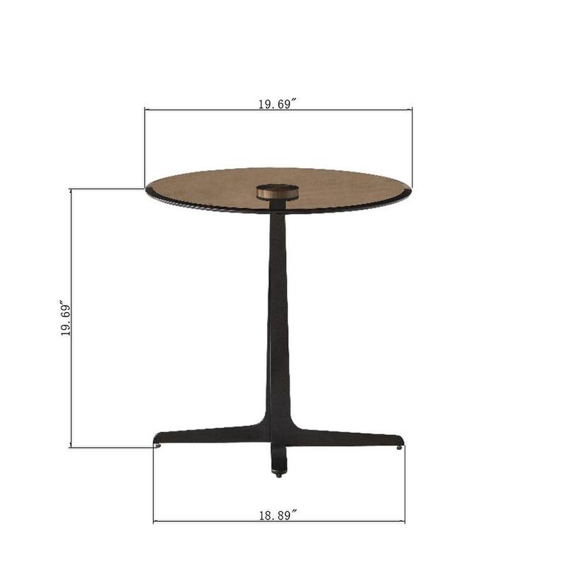 End Table Glass Top Side/End Drink Table - Tall Modern Round Accent Metal Nightstand Furniture for Living Room-19.69" Round