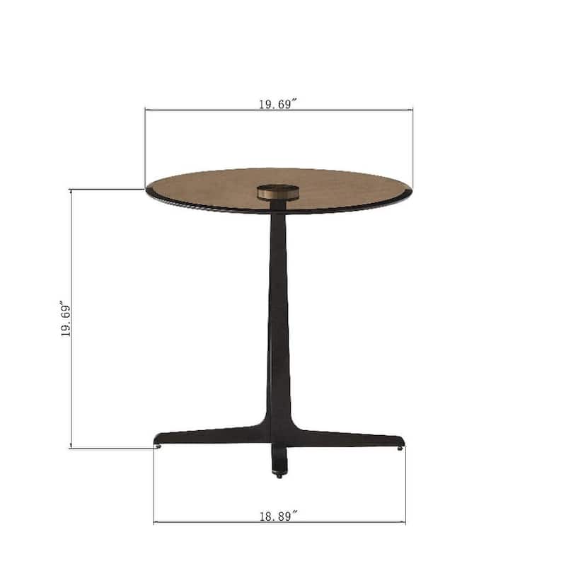 Glass Top Side End Drink Table, Small Modern Round Coffee Table