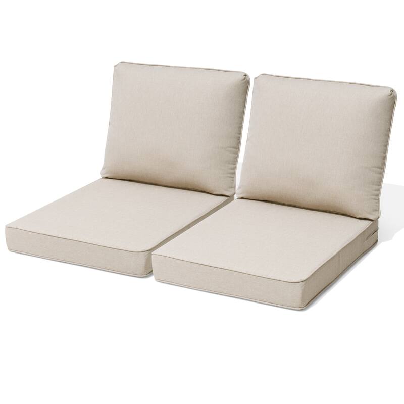 27.6 in W * 24.4 in D Outdoor Patio Deep Seat Cushion Chair Set - PUTTY - 2PC