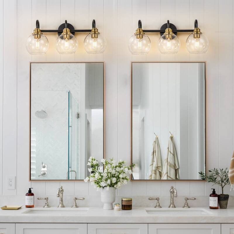 Starsky 3-Lights 20in. Dimmable Bathroom Vanity Light with Glass Globe Shade